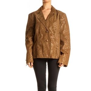 NWT Pamela McCoy Brown Leather Embossed Jacket